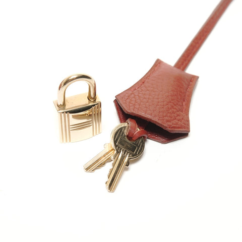 HERMES Birkin 40 Togo □D Rouge Handbag Red WS27861