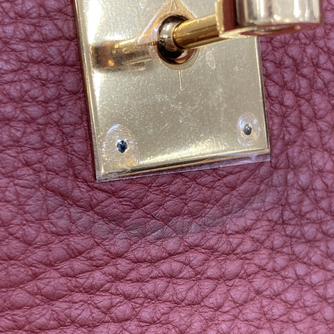 HERMES Birkin 40 Togo □D Rouge Handbag Red WS27861