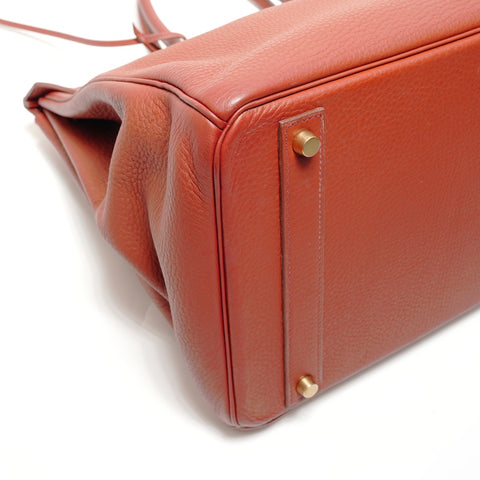 HERMES Birkin 40 Togo □D Rouge Handbag Red WS27861