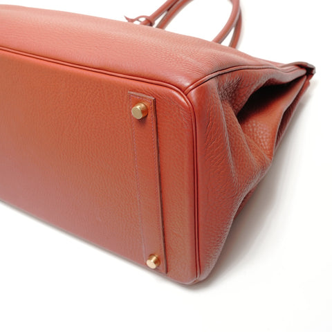 HERMES Birkin 40 Togo □D Rouge Handbag Red WS27861