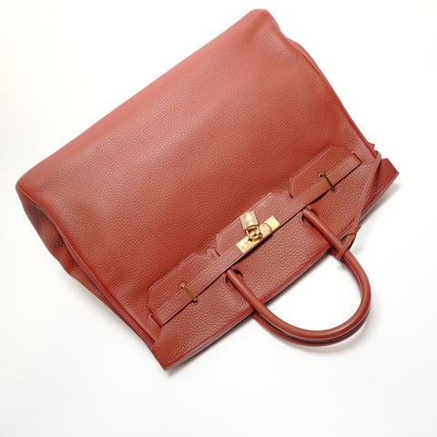 HERMES Birkin 40 Togo □D Rouge Handbag Red WS27861