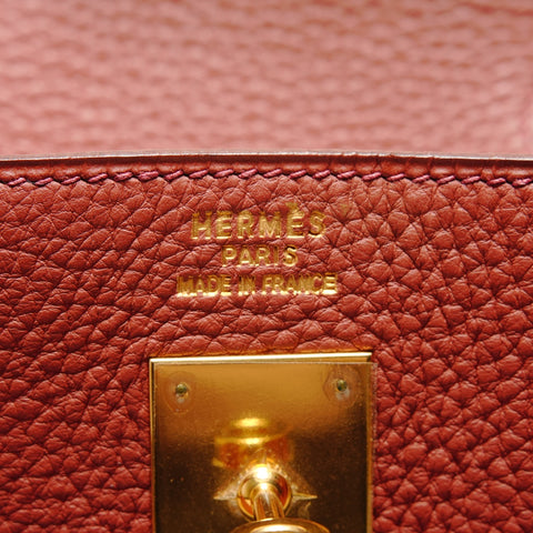 HERMES Birkin 40 Togo □D Rouge Handbag Red WS27861
