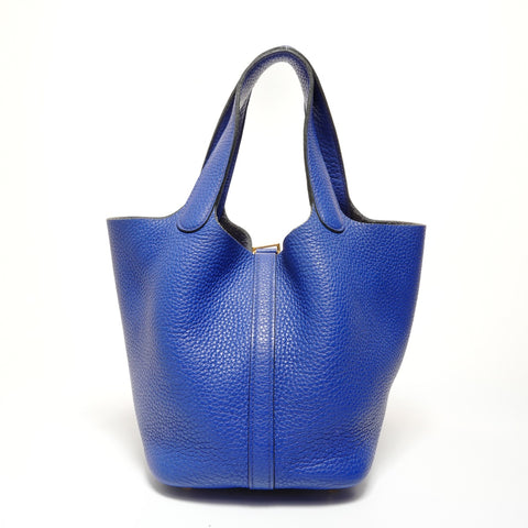 HERMES Picotin Lock PM Taurillon Clemence A stamp Handbag blue WS27862