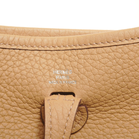 HERMES Evelyn TPM Taurillon Clemence B stamp Shoulder Bag beige WS27863