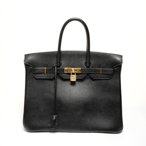 HERMES Birkin 35 Veau Gulliver ○Z Handbag black WS27864