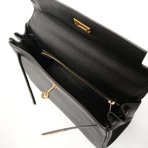 HERMES Kelly 25 Togo D-stamp 2-way Handbag black WS27869