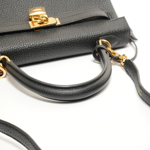HERMES Kelly 25 Togo D-stamp 2-way Handbag black WS27869