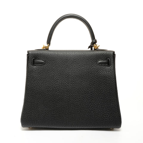 HERMES Kelly 25 Togo D-stamp 2-way Handbag black WS27869