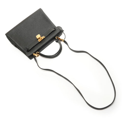 HERMES Kelly 25 Togo D-stamp 2-way Handbag black WS27869