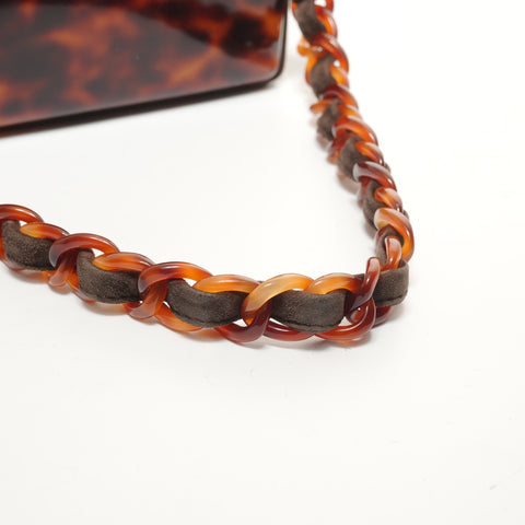 CHANEL Series 4 Suede Matelass Vanity Handbag Brown WS27872