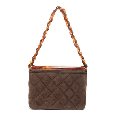 CHANEL Series 4 Suede Matelass Vanity Handbag Brown WS27872