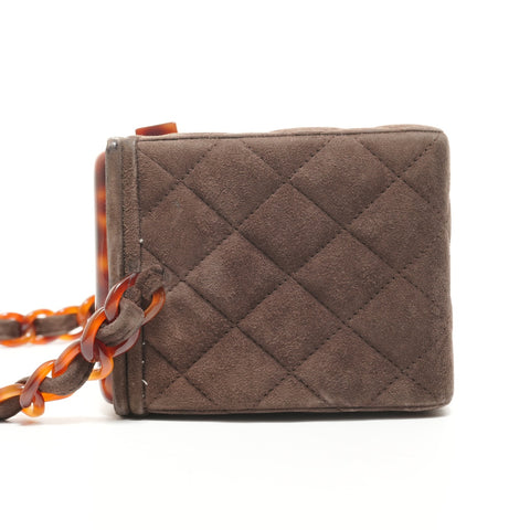 CHANEL Series 4 Suede Matelass Vanity Handbag Brown WS27872