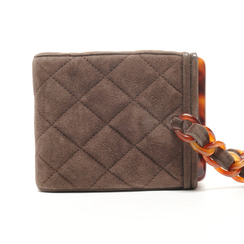 CHANEL Series 4 Suede Matelass Vanity Handbag Brown WS27872