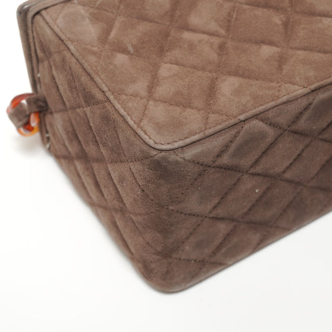 CHANEL Series 4 Suede Matelass Vanity Handbag Brown WS27872