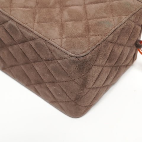 CHANEL Series 4 Suede Matelass Vanity Handbag Brown WS27872