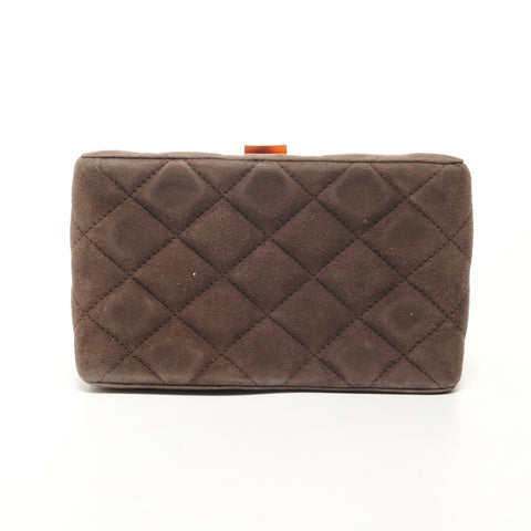 CHANEL Series 4 Suede Matelass Vanity Handbag Brown WS27872