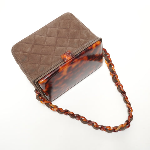 CHANEL Series 4 Suede Matelass Vanity Handbag Brown WS27872