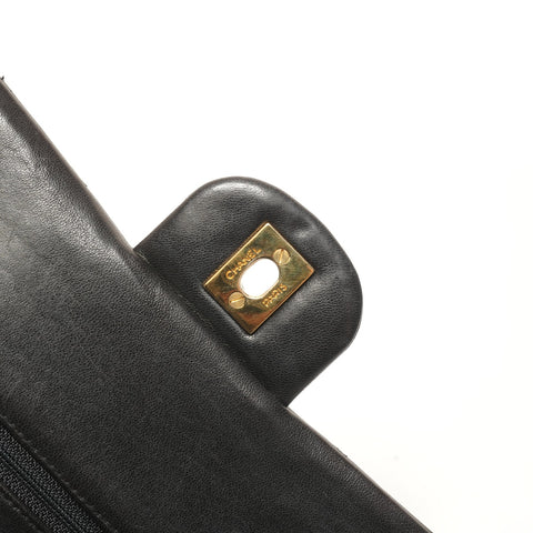 CHANEL Item No. 2: Matelassé Chain Lambskin Double Flap Shoulder Bag black WS27873