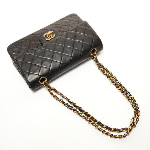 CHANEL Item No. 2: Matelassé Chain Lambskin Double Flap Shoulder Bag black WS27873