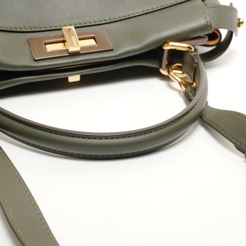 FENDI Leather 2-way medium peekaboo bag Handbag khaki WS27877