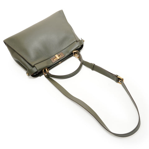 FENDI Leather 2-way medium peekaboo bag Handbag khaki WS27877