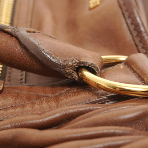 Miu Miu Matelasse Leather 2WAY Handbag Brown WS27878 – NUIR VINTAGE