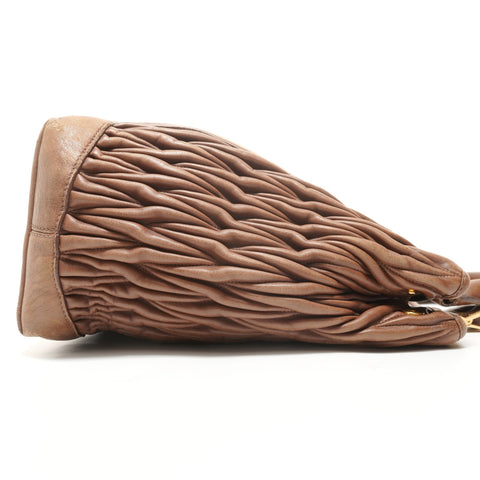 Miu Miu Matelass Leather 2-Way Bag Handbag Brown WS27878