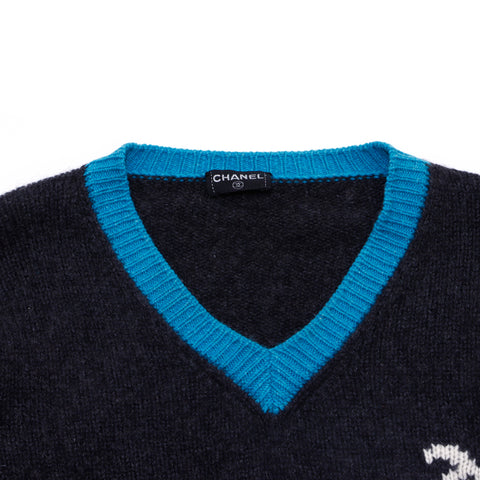 Chanel Coco Mark 2000S Knit Cashmere Grey WS2787