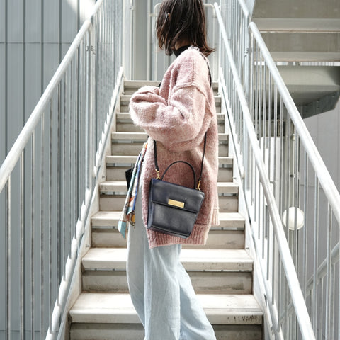 Christian Dior Leather 2WAY Handbag Navy WS27880