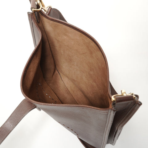 HERMES □H stamp, 2004 Evelyn II GM Epsom Chocolate Shoulder Bag Brown WS27889