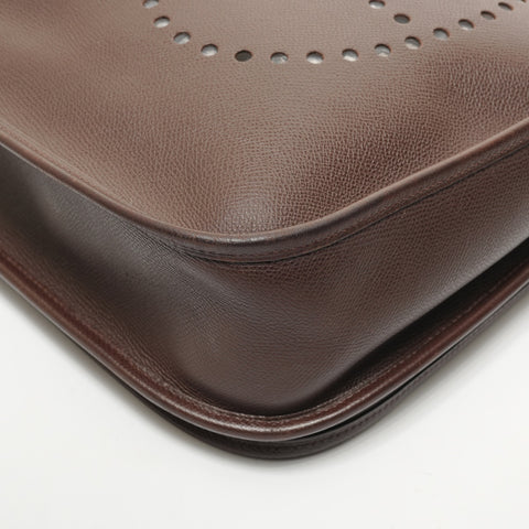 HERMES □H stamp, 2004 Evelyn II GM Epsom Chocolate Shoulder Bag Brown WS27889