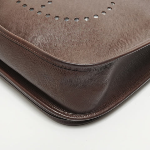 HERMES □H stamp, 2004 Evelyn II GM Epsom Chocolate Shoulder Bag Brown WS27889