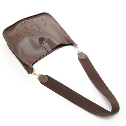 HERMES □H stamp, 2004 Evelyn II GM Epsom Chocolate Shoulder Bag Brown WS27889