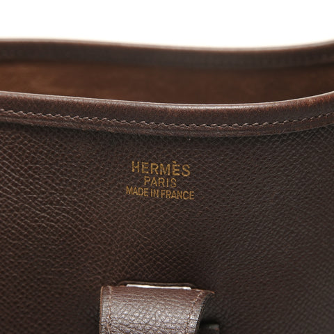 HERMES □H stamp, 2004 Evelyn II GM Epsom Chocolate Shoulder Bag Brown WS27889