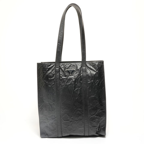 PRADA Wrinkles-processed antique nappa leather Shoulder Bag black WS27895