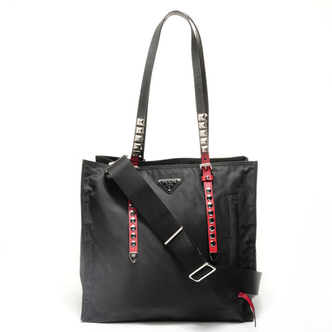 PRADA Nylon Studs 2-way Tote Bag black WS27897