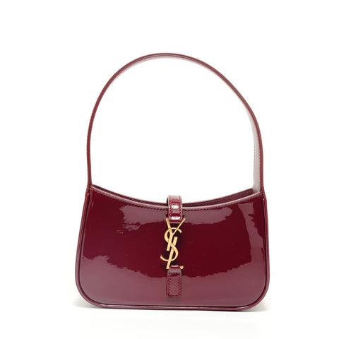 YVES SAINT LAURENT YSL LE 5 A 7 Mini Hobo Patent Le San Cassette Shoulder Bag Red WS27901