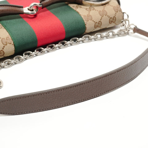 GUCCI GG Canvas Horsebit 2-way Shoulder Bag Brown WS27902