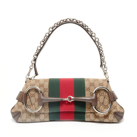GUCCI GG Canvas Horsebit 2-way Shoulder Bag Brown WS27902