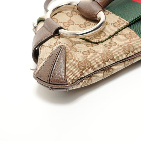 GUCCI GG Canvas Horsebit 2-way Shoulder Bag Brown WS27902