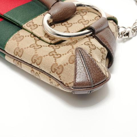 GUCCI GG Canvas Horsebit 2-way Shoulder Bag Brown WS27902