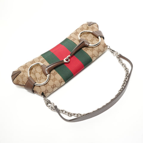 GUCCI GG Canvas Horsebit 2-way Shoulder Bag Brown WS27902