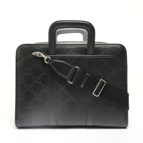 GUCCI GG Embossed 2-Way Business Bag Handbag black WS27904