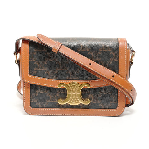CELINE Triomphe Teen Macadam Shoulder Bag Brown WS27905