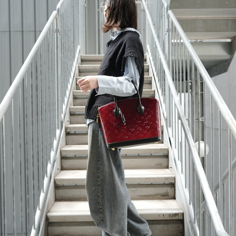 LOUIS VUITTON 2014 Lockit PM Monogram Vernis Handbag Red WS27908