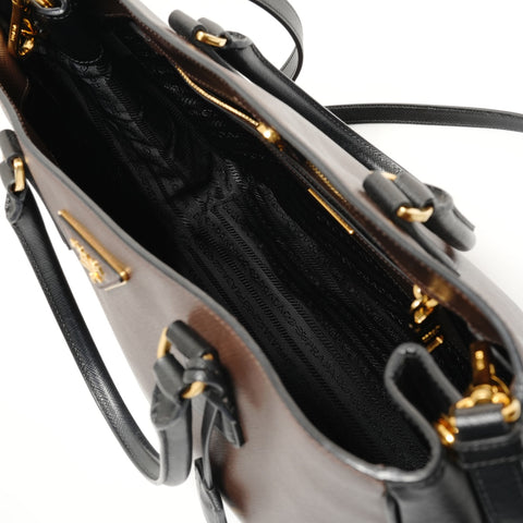 PRADA Saffiano Galleria 2way Handbag Brown WS27909