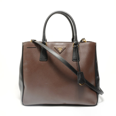 PRADA Saffiano Galleria 2way Handbag Brown WS27909