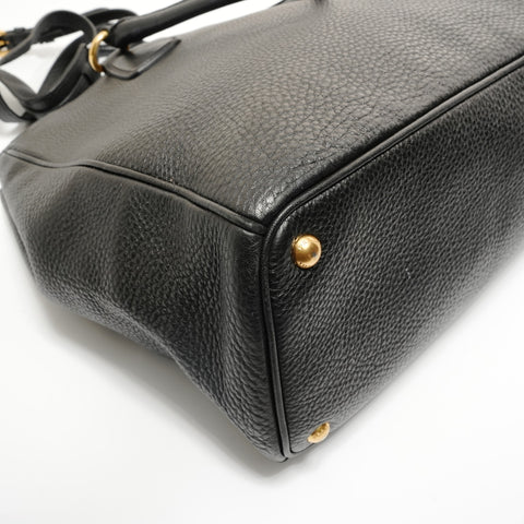 PRADA Vitello Daino Leather 2-way Tote Bag black WS27910