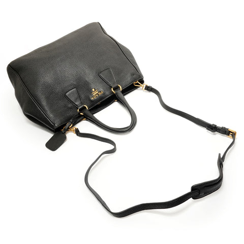 PRADA Vitello Daino Leather 2-way Tote Bag black WS27910