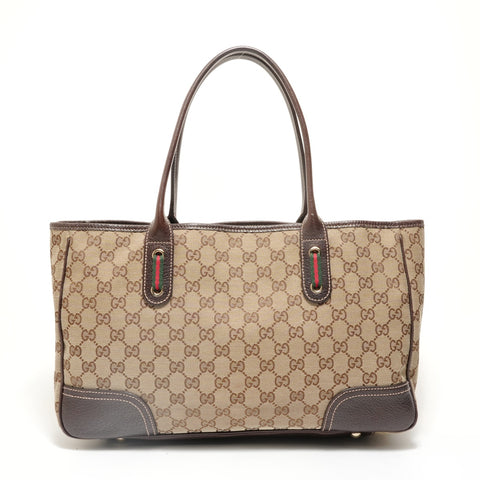 GUCCI GG Canvas Shelly Ribbon Tote Bag beige WS27917